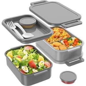 Adult Bento Box Lunch Box - 3 Layers Stackable Bento Lunch Box for Adults, 72oz